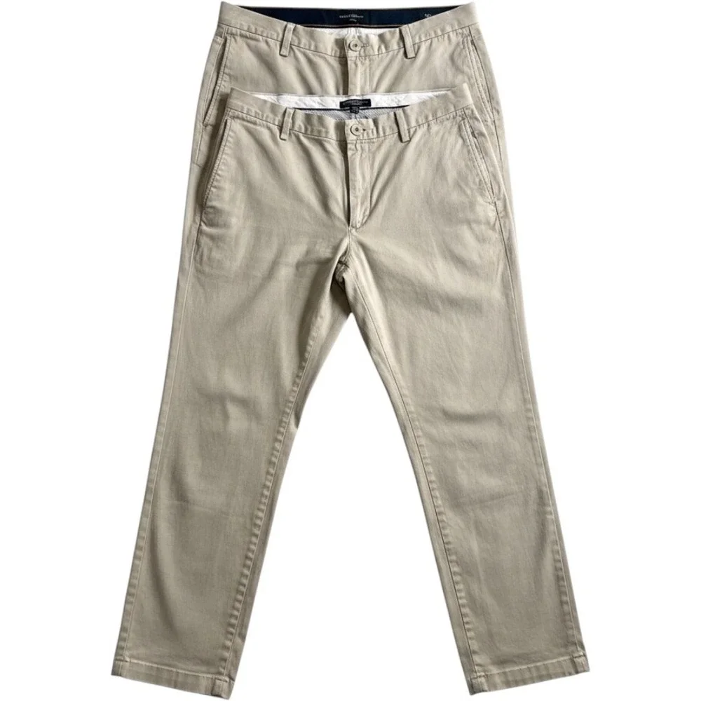 Banana Republic Bundle of Two Pairs 35x32 Gavin Chinos in Khaki Tan with Flaws